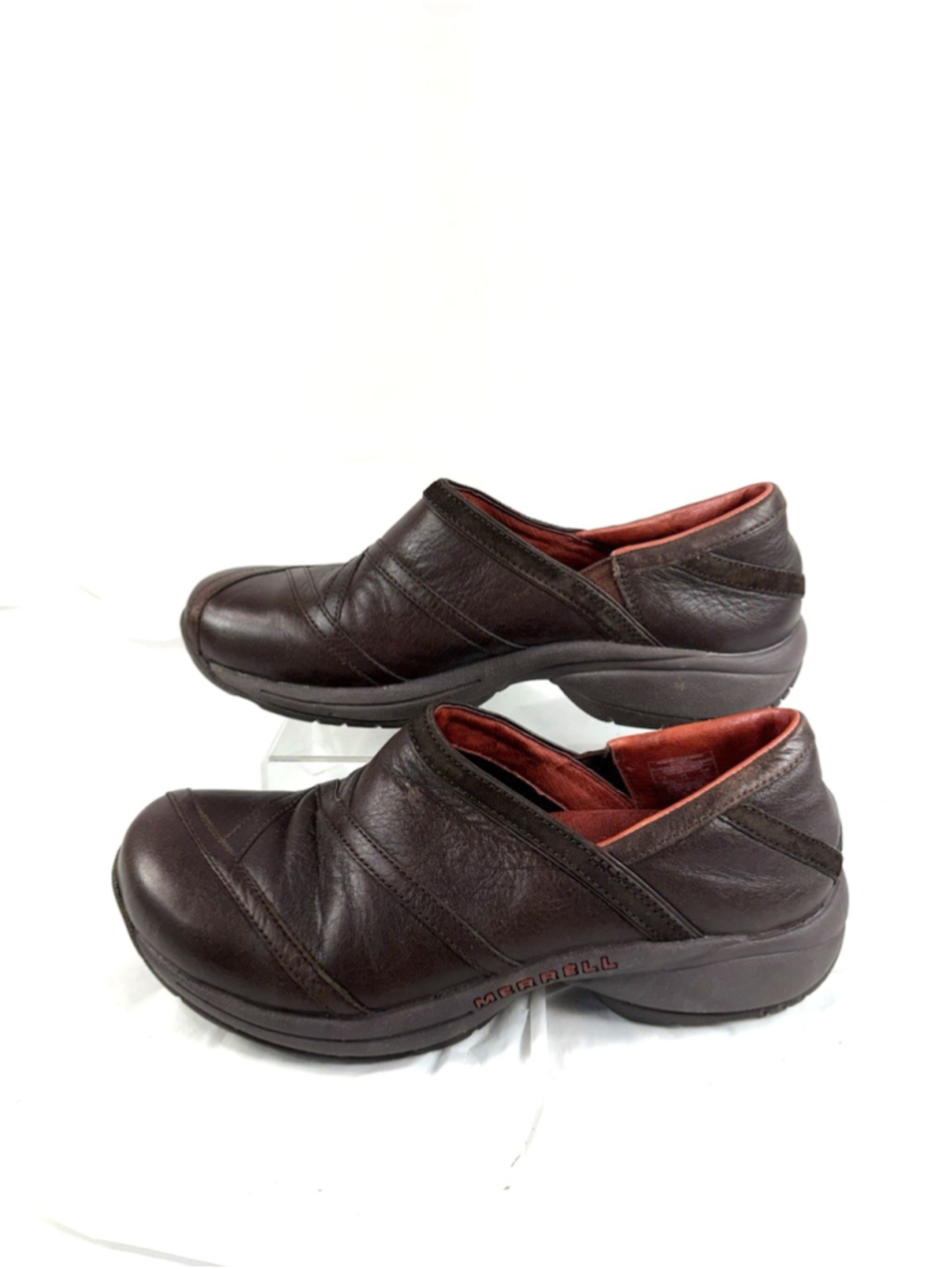 Merrell Shoes size 10 Primo Patch Casual Slip On Clogs Brown Leather